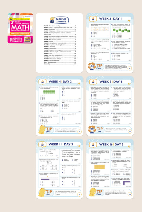 3rd Grade Common Core Math Workbook (Multiple Choice)
