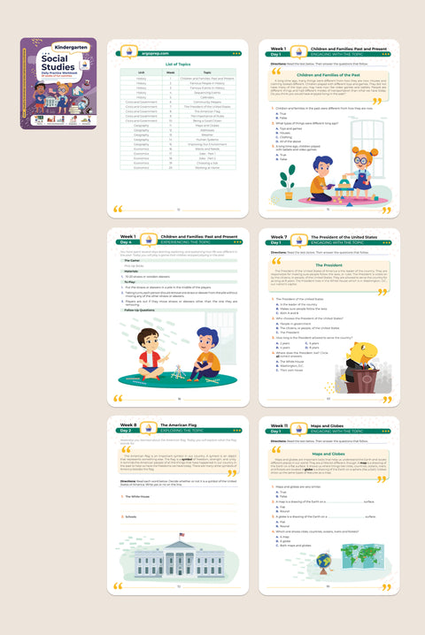 Kindergarten Social Studies: Daily Practice Workbook | 20 Weeks of Fun Activities