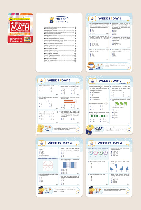 4th Grade Common Core Math Workbook (Multiple Choice)