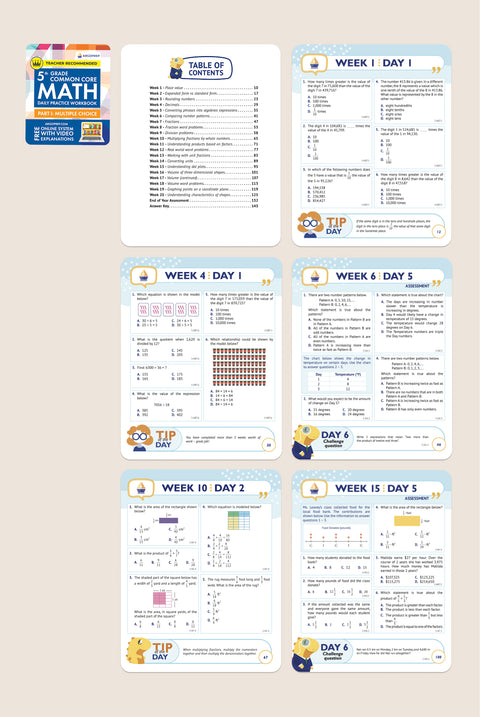 5th Grade Common Core Math Workbook (Multiple Choice)