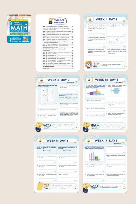 6th Grade Common Core Math Workbook (Free Response)
