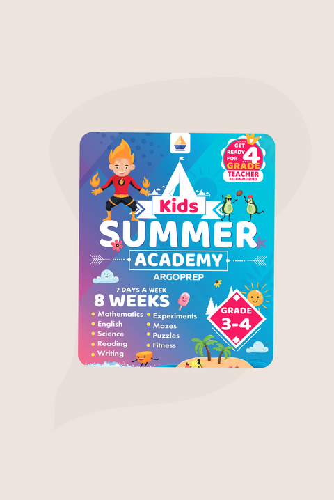 Kids Summer Academy by ArgoPrep - Grades 3-4: 8 Weeks of Math, Reading, Science, Logic, Fitness and Yoga